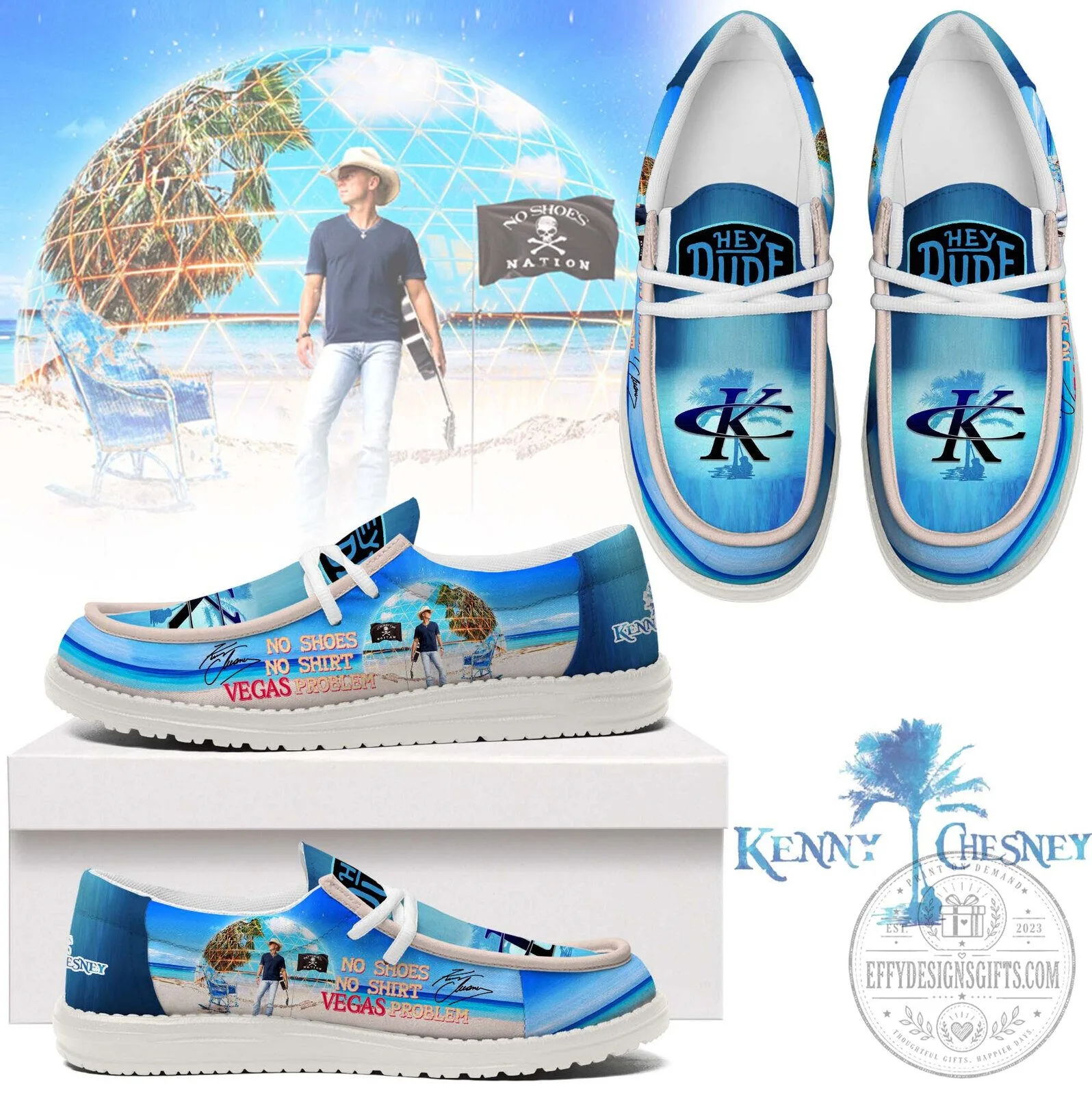 Kenny Chesney No Shoes No Shirt Vegas Problem Hey Dude Shoes