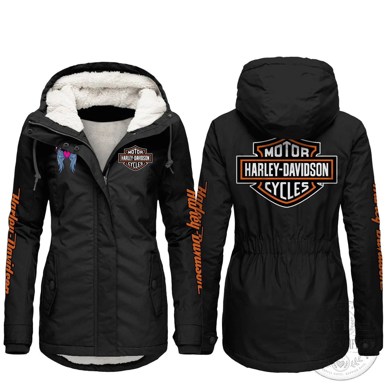 Harley-Davidson Motorcycle Club Logo Women's Fleece Lined Winter Jacket 2 Harley-Davidson Motorcycle Club Logo Women's Fleece Lined Winter Jacket