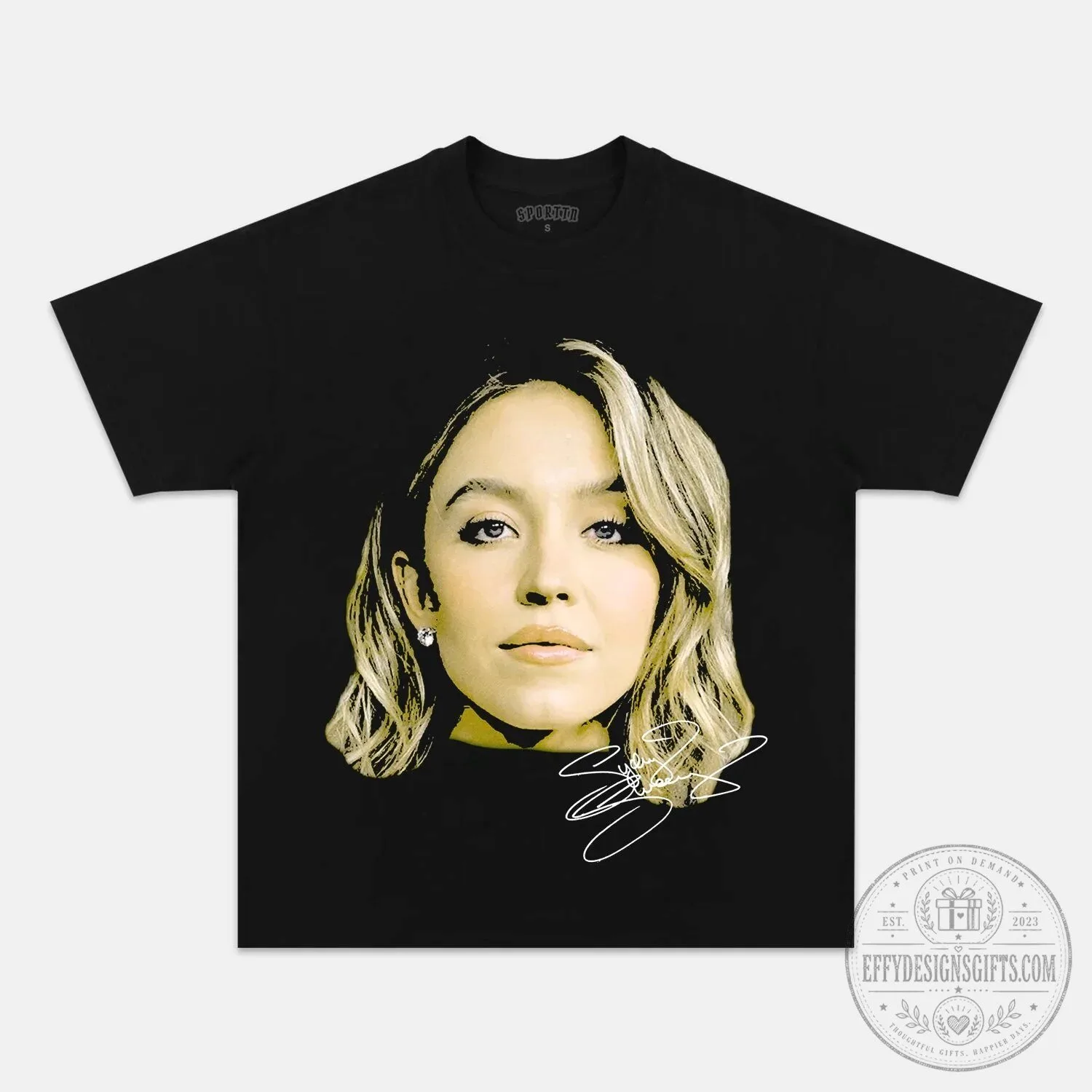 Sydney Sweeney Big Face Portrait Black Graphic T-Shirt