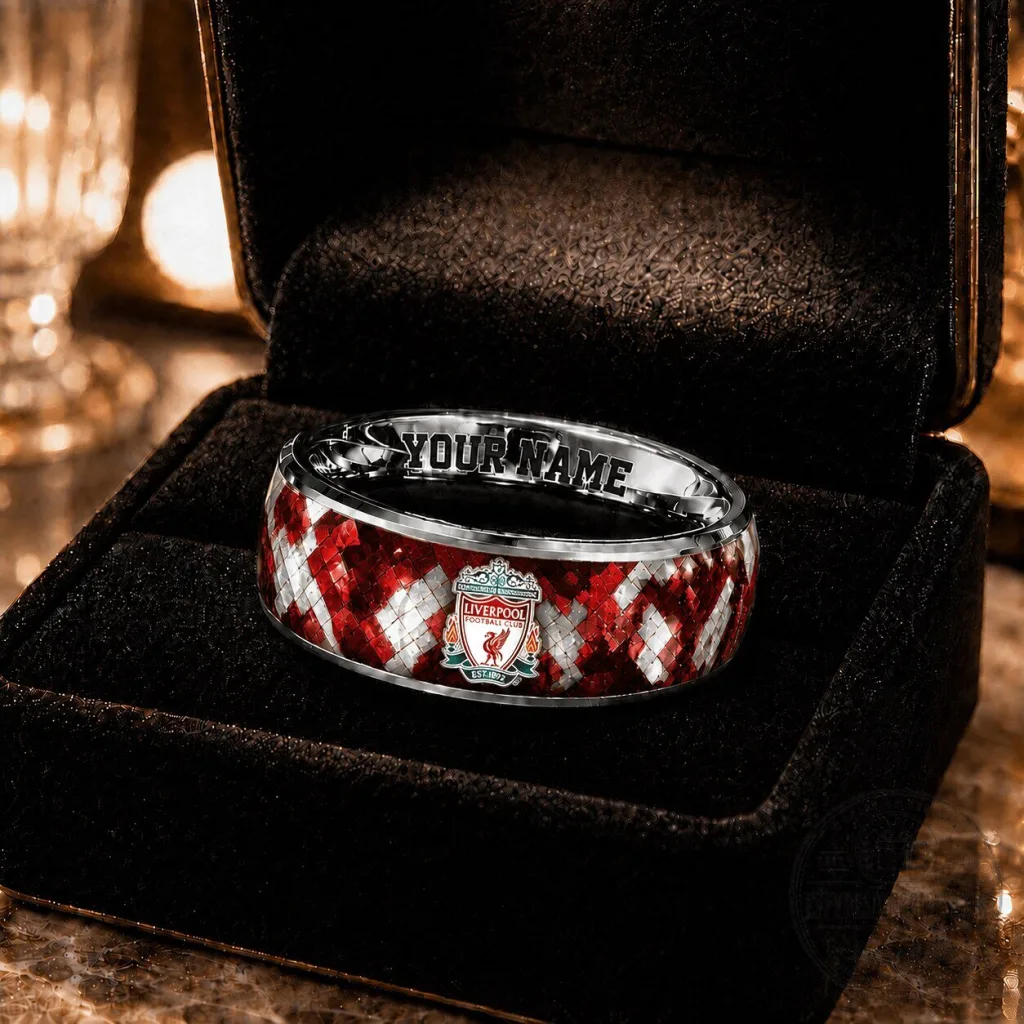 Liverpool Football Club Diamond Pattern Custom Name Ring Liverpool Football Club Diamond Pattern Custom Name Ring
