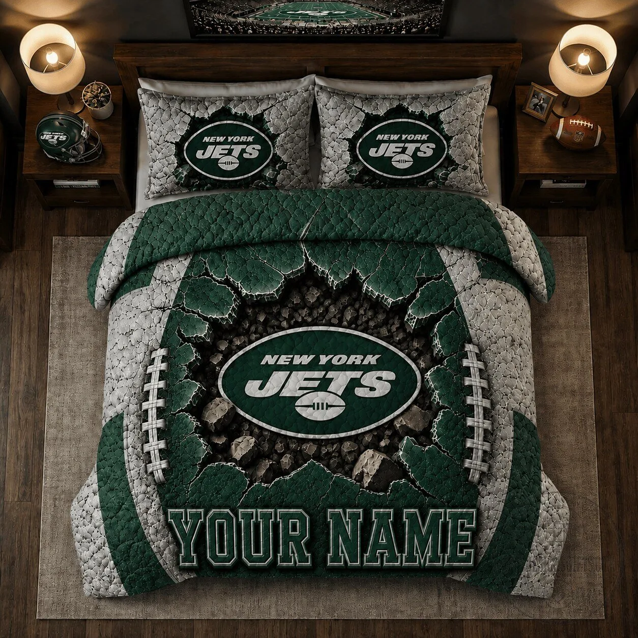 New York Jets Personalized Football Bedding Set