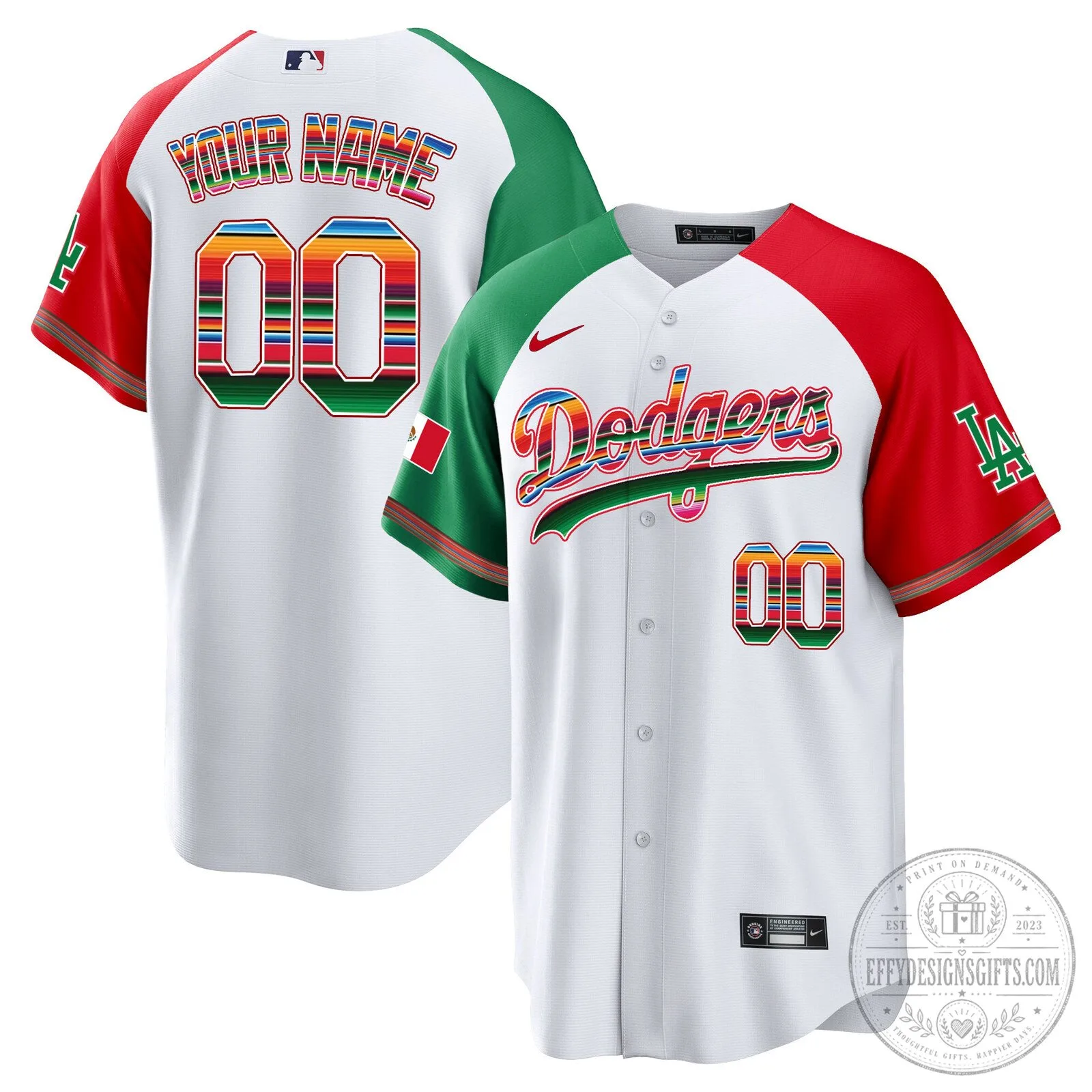 Los Angeles Dodgers Mexico Alternate Custom Baseball Jersey
