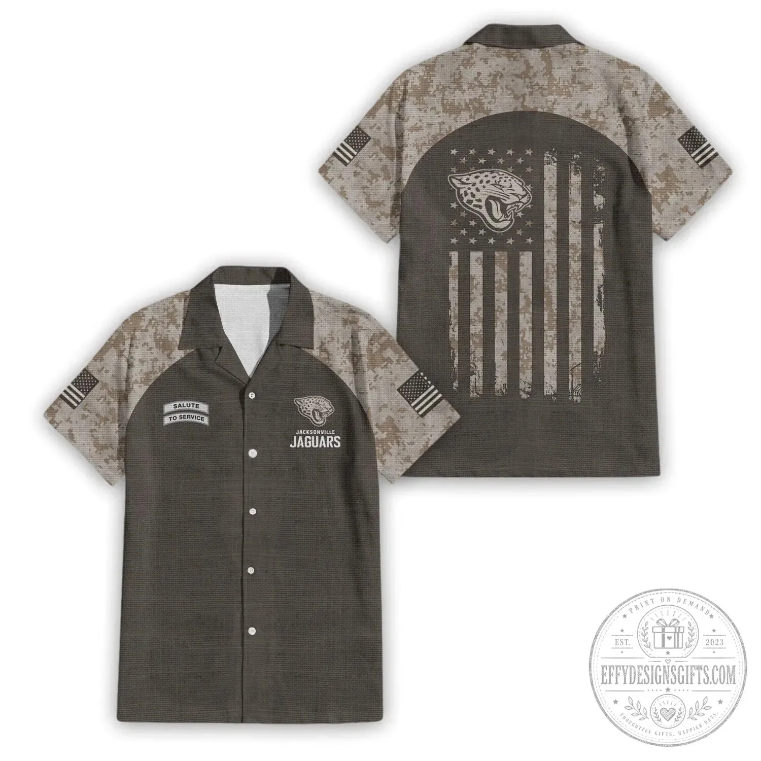 Military Camouflage Hawaiian Shirt for Jacksonville Jaguars Salute To Service