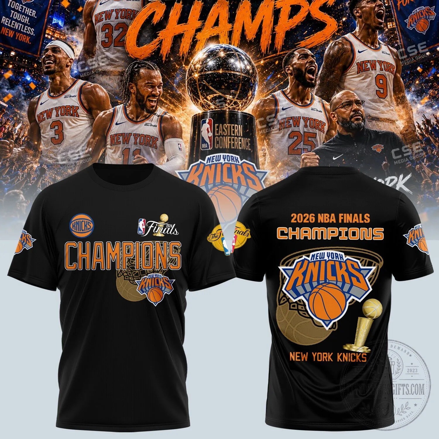 New York Knicks 2026 NBA Finals Champions Black T-Shirt