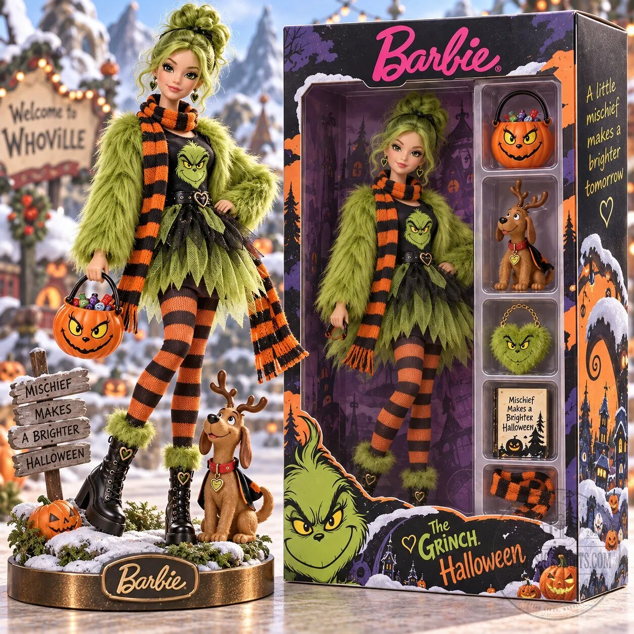 Barbie The Grinch Halloween Mischief Makes Brighter Tomorrow Commemorative Figurine