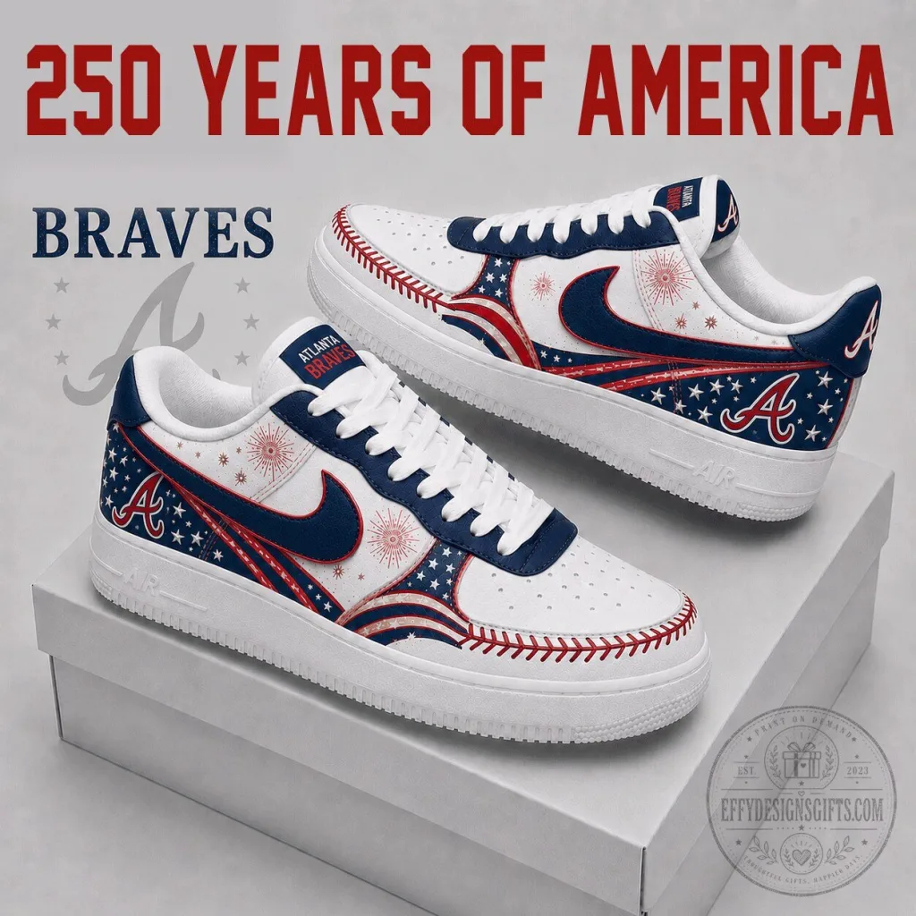 Atlanta Braves 250 Years of America Independence Day Celebration Shoes Atlanta Braves 250 Years of America Independence Day Celebration Shoes