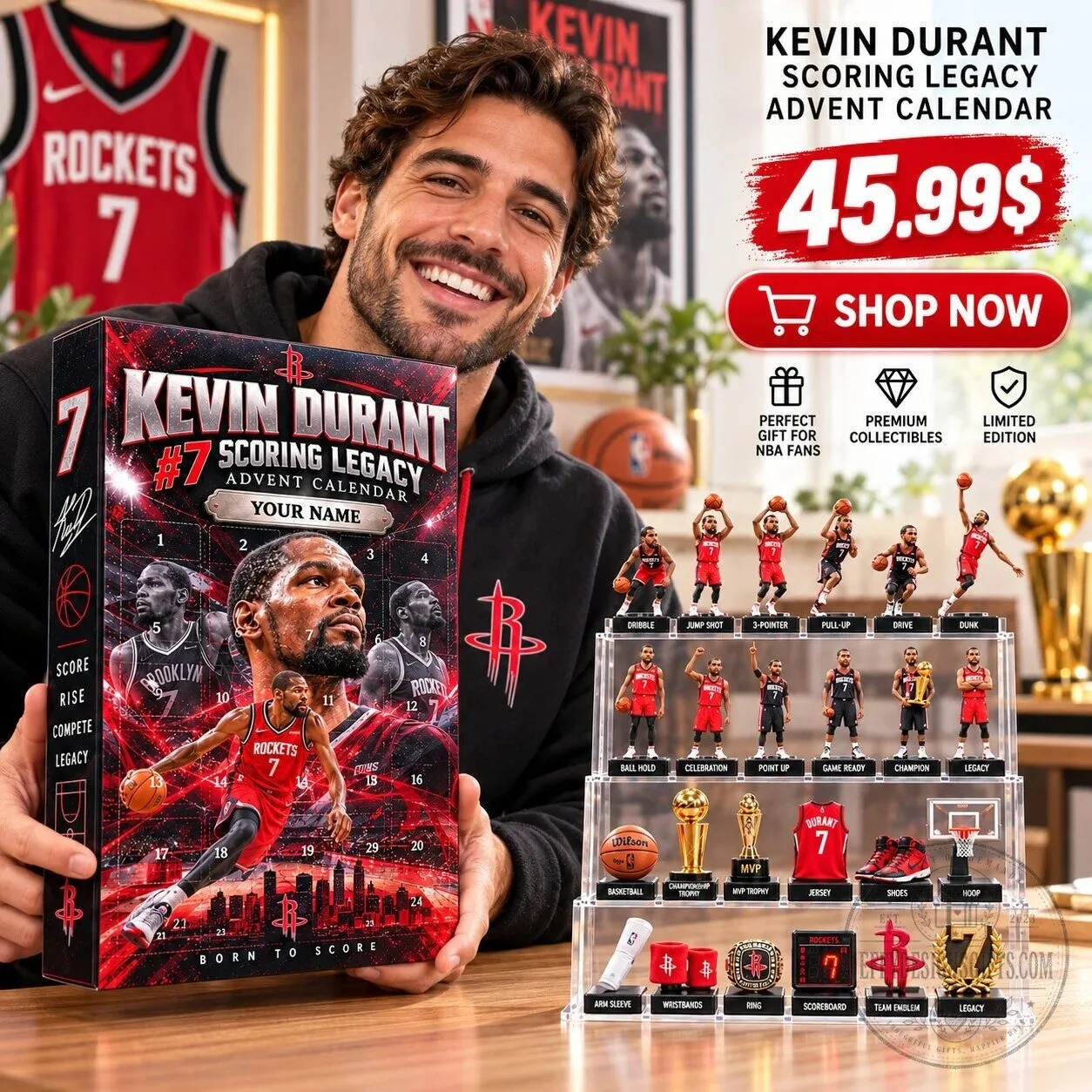 Kevin Durant Houston Rockets Scoring Legacy Basketball Advent Calendar