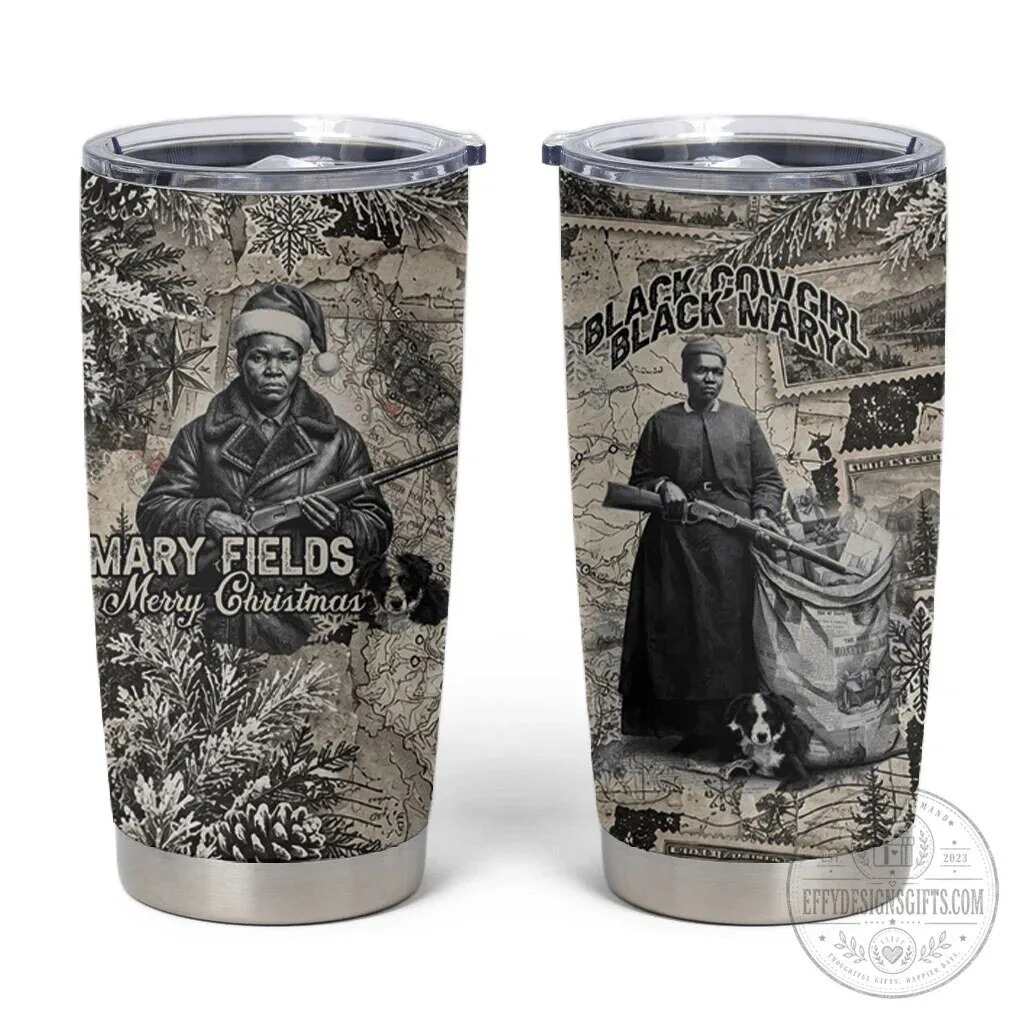 Mary Fields Christmas Tumbler Black Cowgirl Stagecoach Mary Vintage Western Map