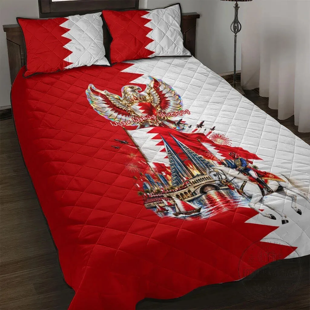 Bahrain National Day Cultural Emblem Flag Horse Knight Quilt Bedding Set
