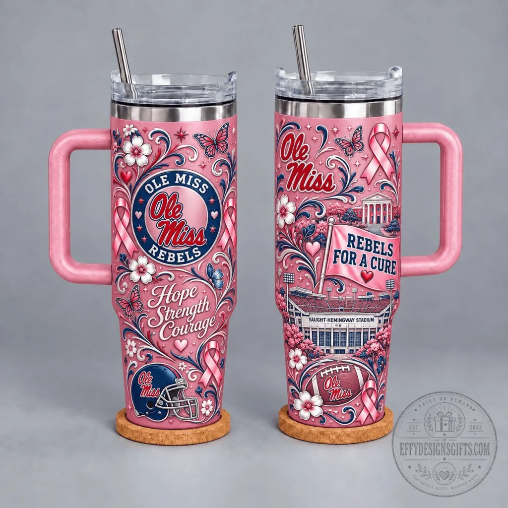 Ole Miss Rebels Breast Cancer Awareness Hope Strength Courage Tumbler Ole Miss Rebels Breast Cancer Awareness Hope Strength Courage Tumbler