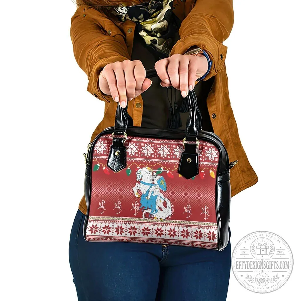 Lithuanian Vytis Christmas Ugly Sweater Pattern Shoulder Handbag