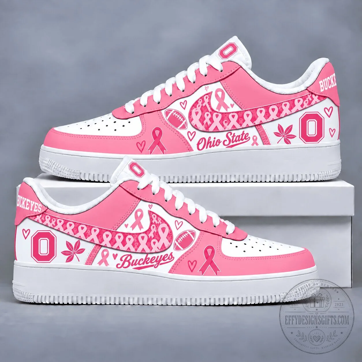Ohio State Buckeyes Breast Cancer Awareness Pink Ribbon Shoes