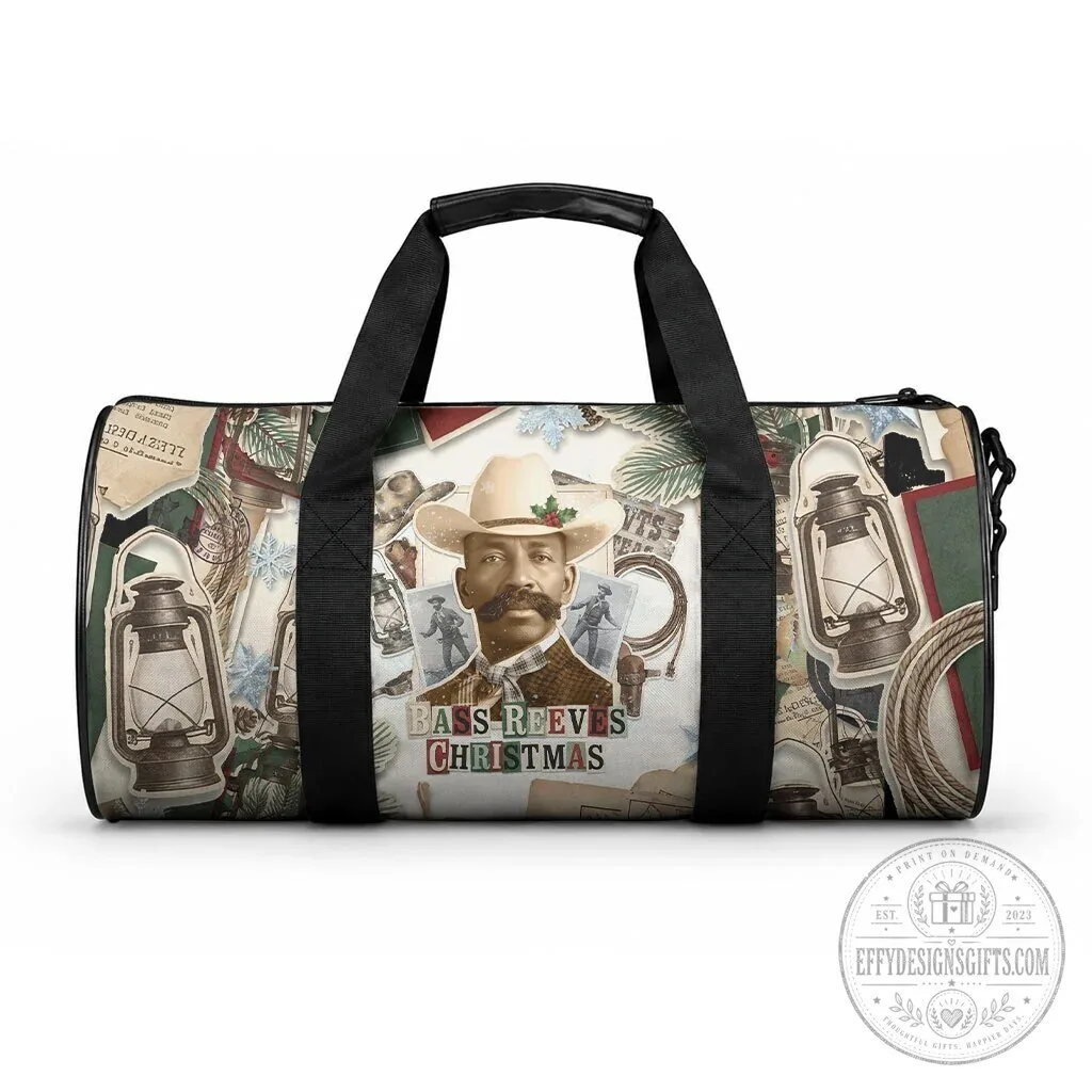 Bass Reeves Christmas Old West Marshal Frontier Collage Vintage Duffle Bag