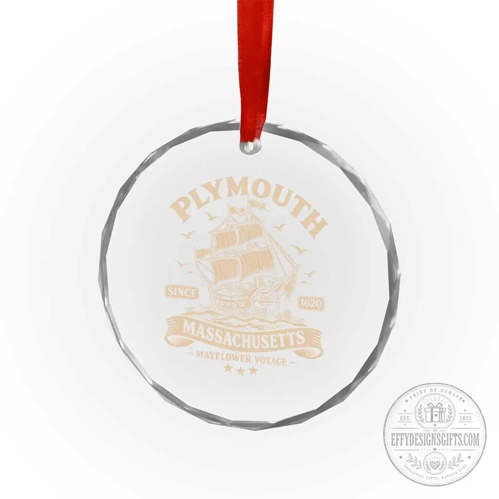 Plymouth Massachusetts Mayflower Voyage Since 1620 Crystal Glass Ornament Pilgrims Thanksgiving History 10 Plymouth Massachusetts Mayflower Voyage Since 1620 Crystal Glass Ornament Pilgrims Thanksgiving History