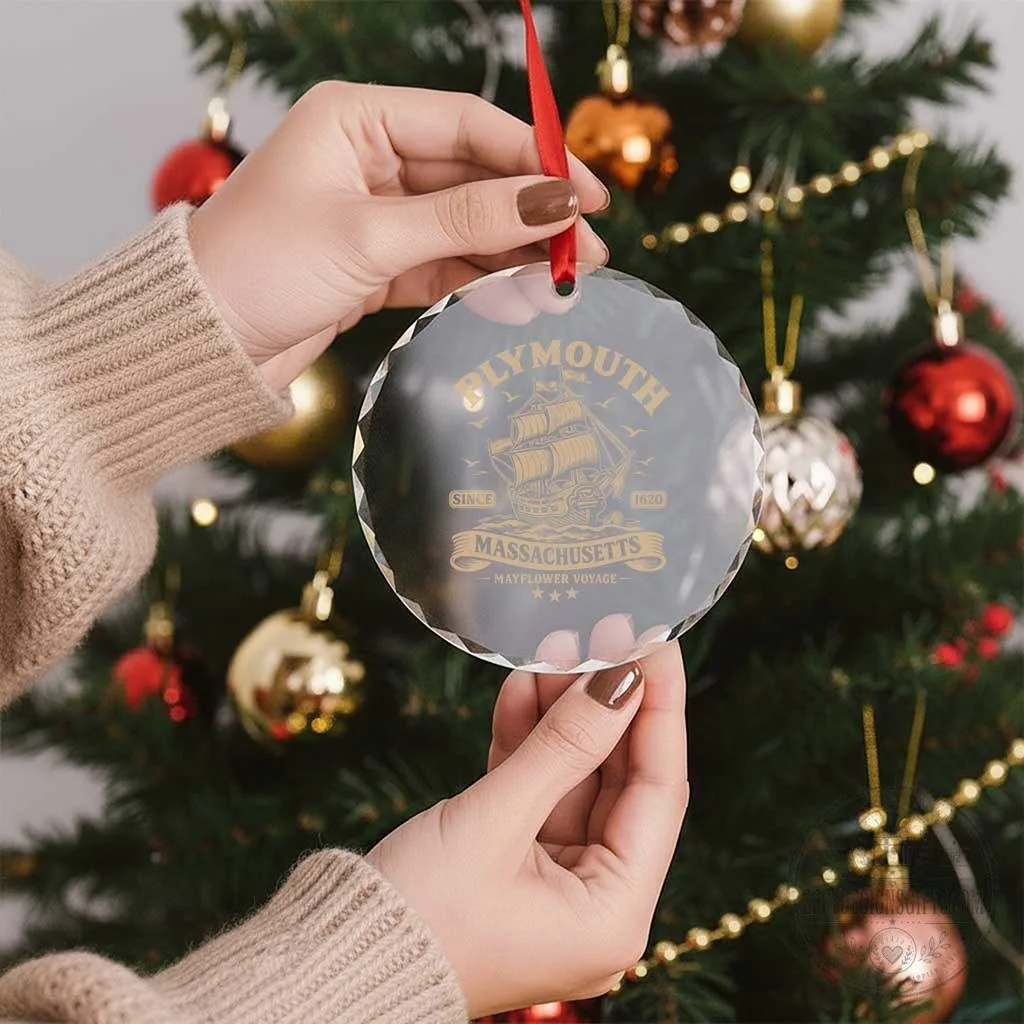 Plymouth Massachusetts Mayflower Voyage Since 1620 Crystal Glass Ornament Pilgrims Thanksgiving History 12 Plymouth Massachusetts Mayflower Voyage Since 1620 Crystal Glass Ornament Pilgrims Thanksgiving History