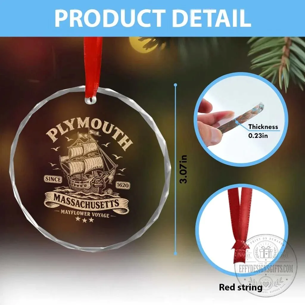 Plymouth Massachusetts Mayflower Voyage Since 1620 Crystal Glass Ornament Pilgrims Thanksgiving History 13 Plymouth Massachusetts Mayflower Voyage Since 1620 Crystal Glass Ornament Pilgrims Thanksgiving History