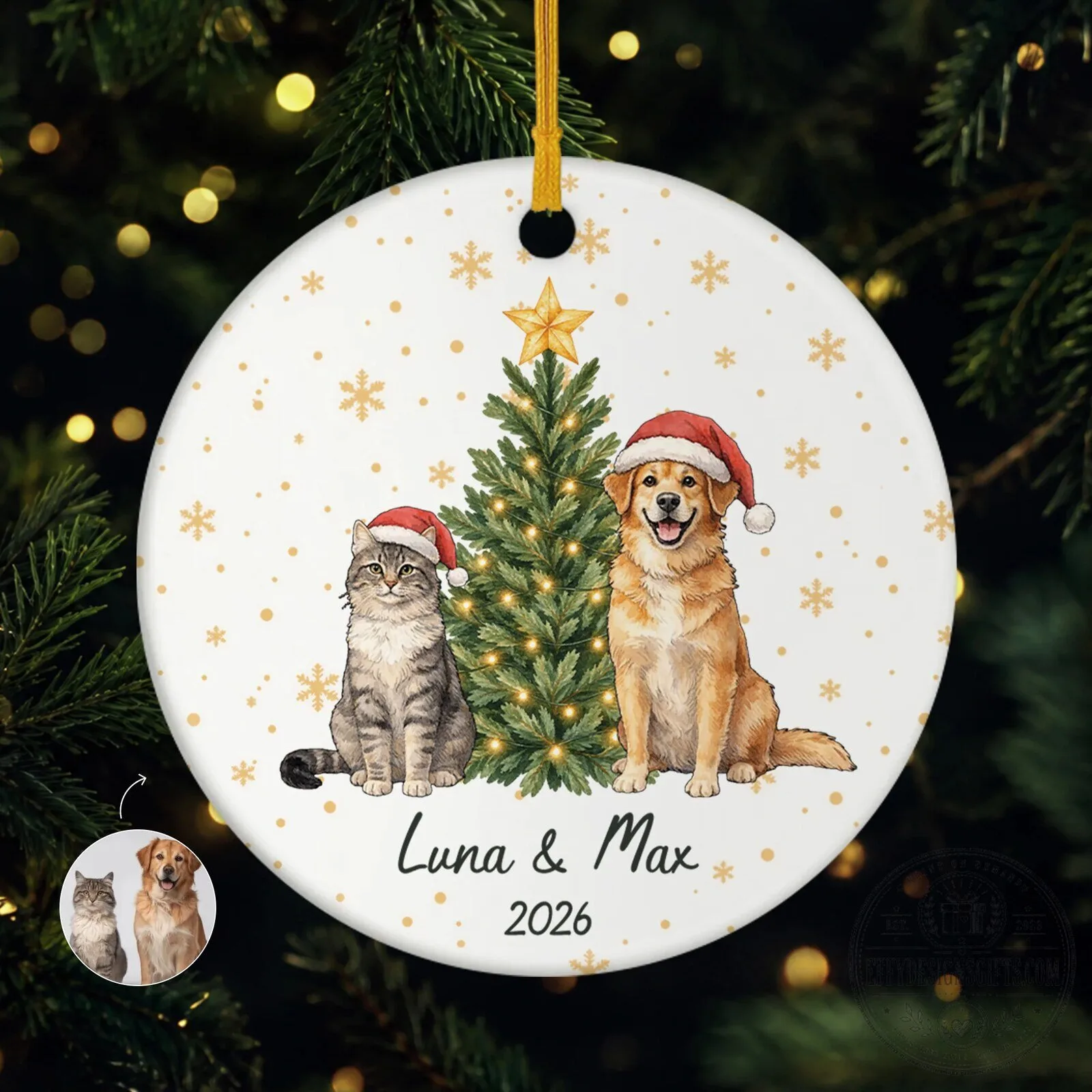 Personalized Pet Christmas Tree Ceramic Ornament with Custom Dog and Cat 10 Personalized Pet Christmas Tree Ceramic Ornament with Custom Dog and Cat