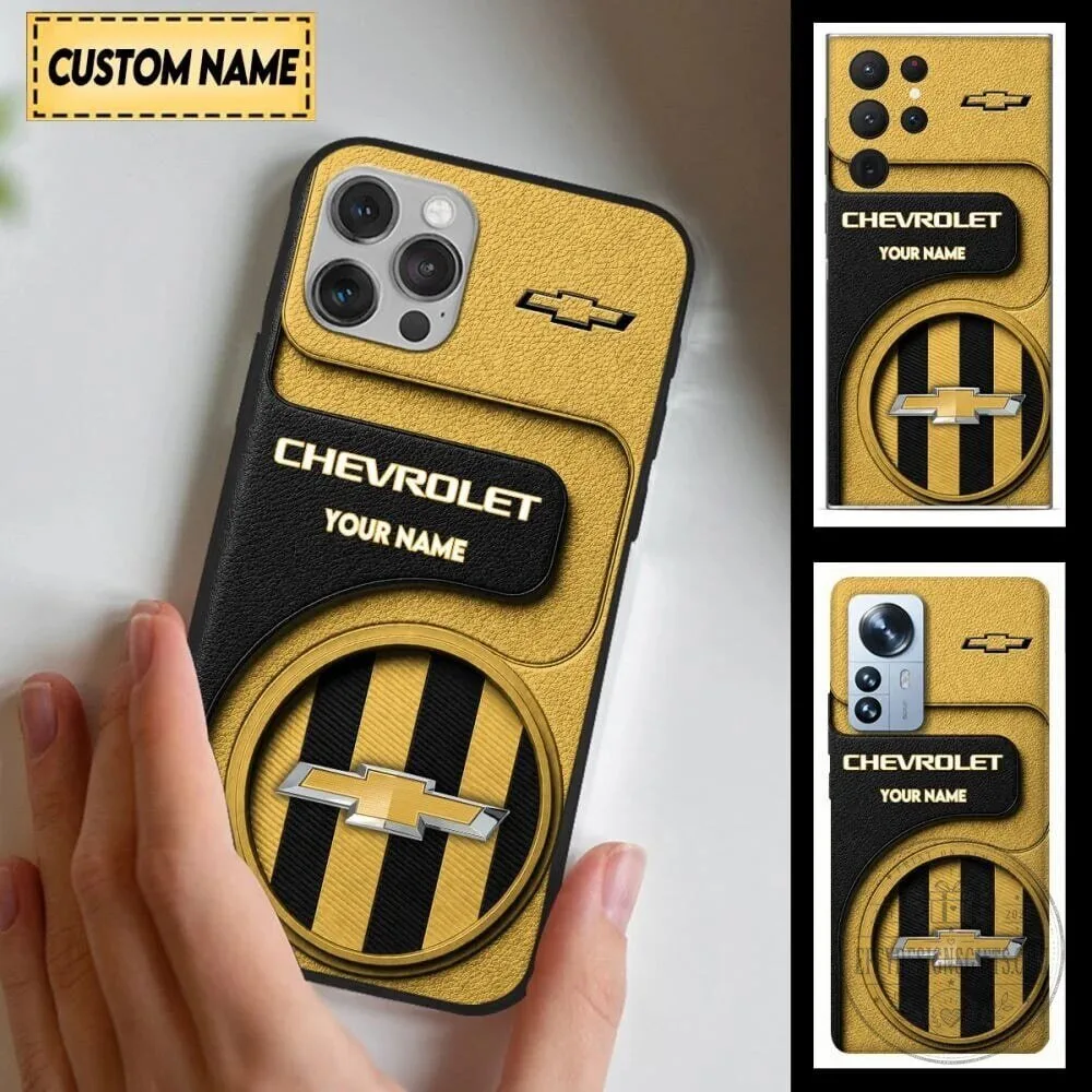Chevrolet Gold Emblem Custom Name Phone Case