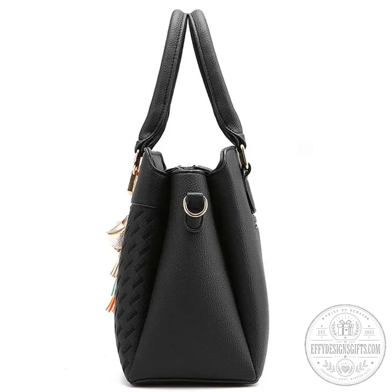 Lamborghini Custom Name Black Leather Women's Handbag with Pearl Embellishments 28 Lamborghini Custom Name Black Leather Women