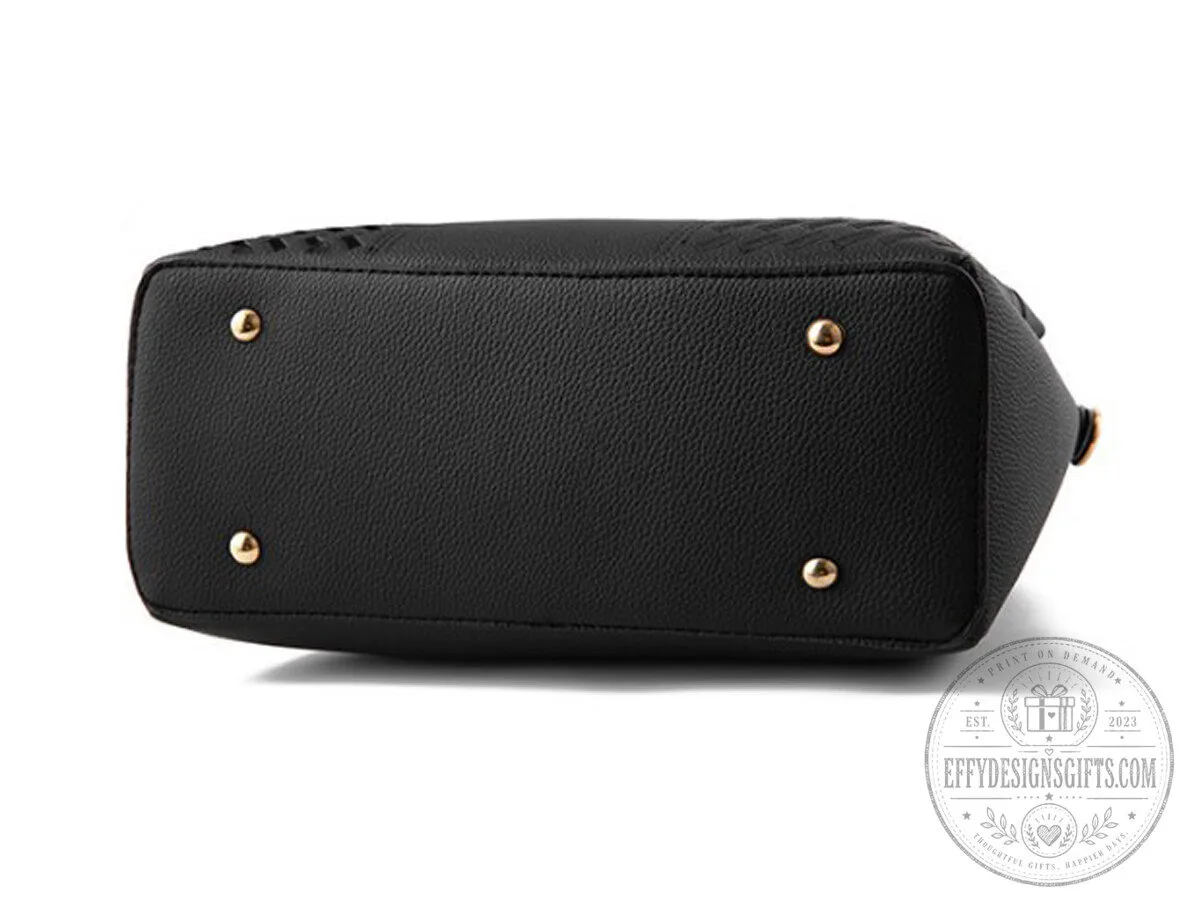Lamborghini Custom Name Black Leather Women's Handbag with Pearl Embellishments 30 Lamborghini Custom Name Black Leather Women