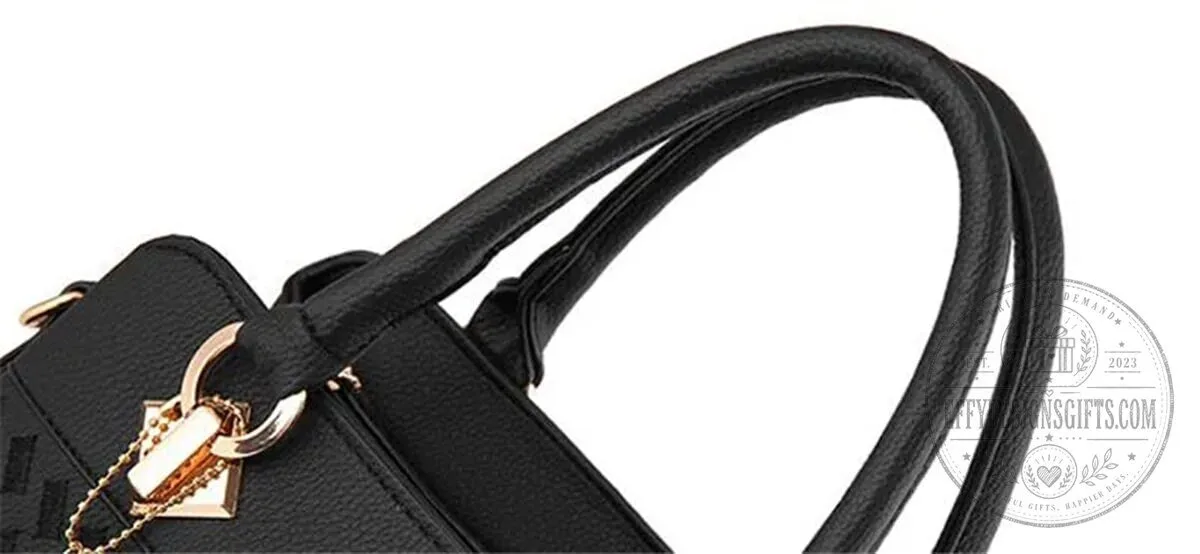 Lamborghini Custom Name Black Leather Women's Handbag with Pearl Embellishments 33 Lamborghini Custom Name Black Leather Women