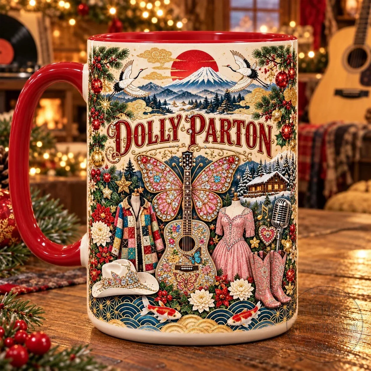 Dolly Parton Christmas Japanese Art Style Holiday Coffee Mug 6 Dolly Parton Christmas Japanese Art Style Holiday Coffee Mug