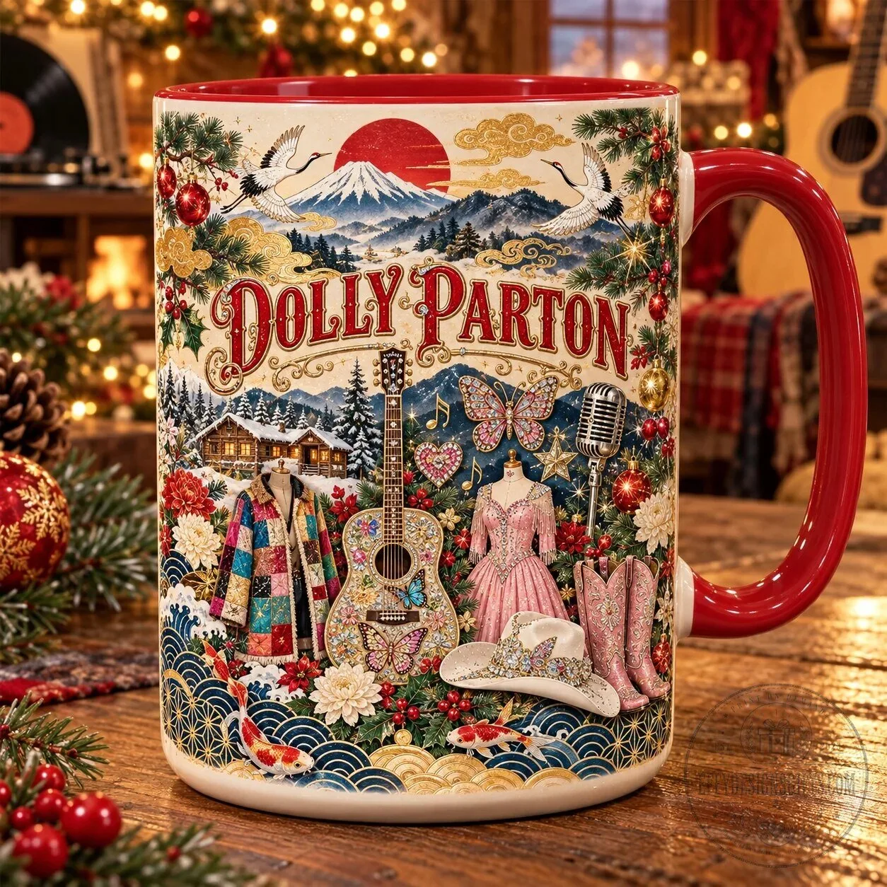 Dolly Parton Christmas Japanese Art Style Holiday Coffee Mug 7 Dolly Parton Christmas Japanese Art Style Holiday Coffee Mug