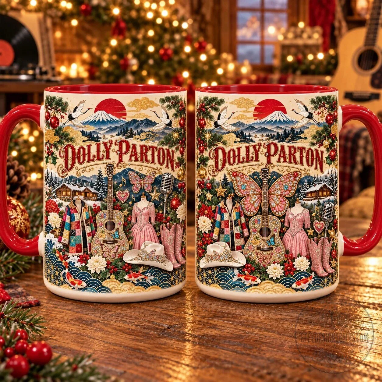 Dolly Parton Christmas Japanese Art Style Holiday Coffee Mug 8 Dolly Parton Christmas Japanese Art Style Holiday Coffee Mug