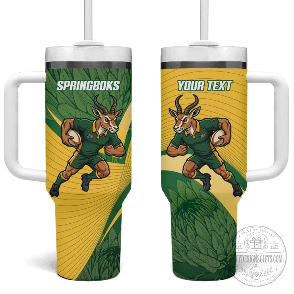 South Africa Springboks Rugby Mascot Sports Tumbler With Handle