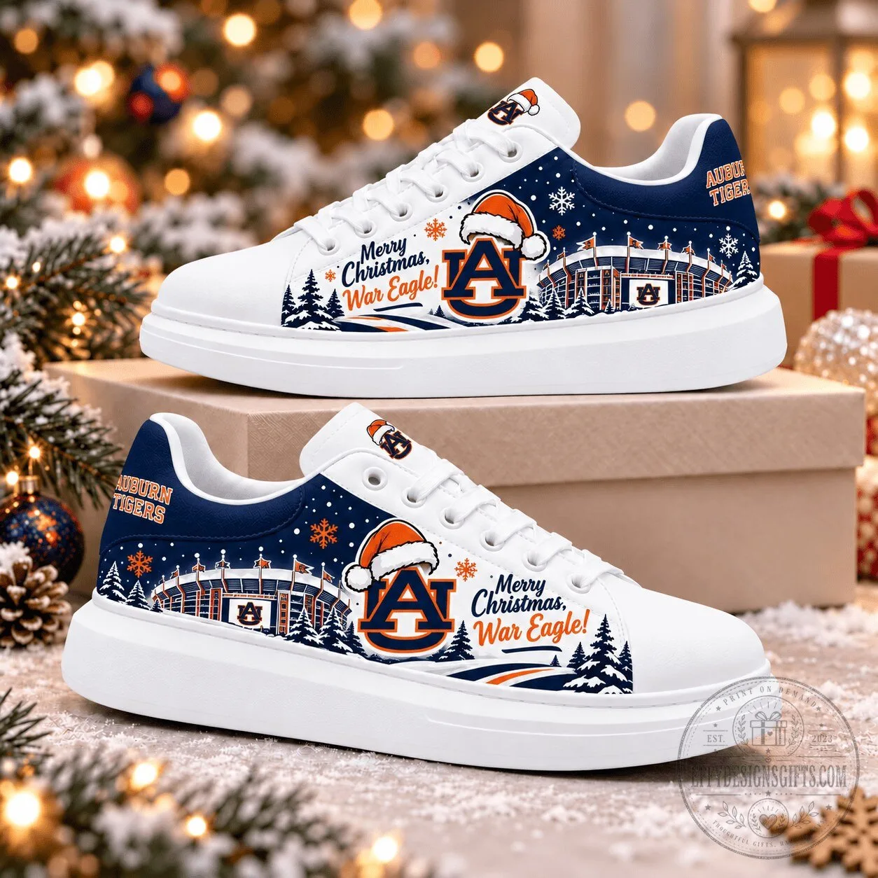 Auburn Tigers Merry Christmas War Eagle Football Fan Holiday Shoes