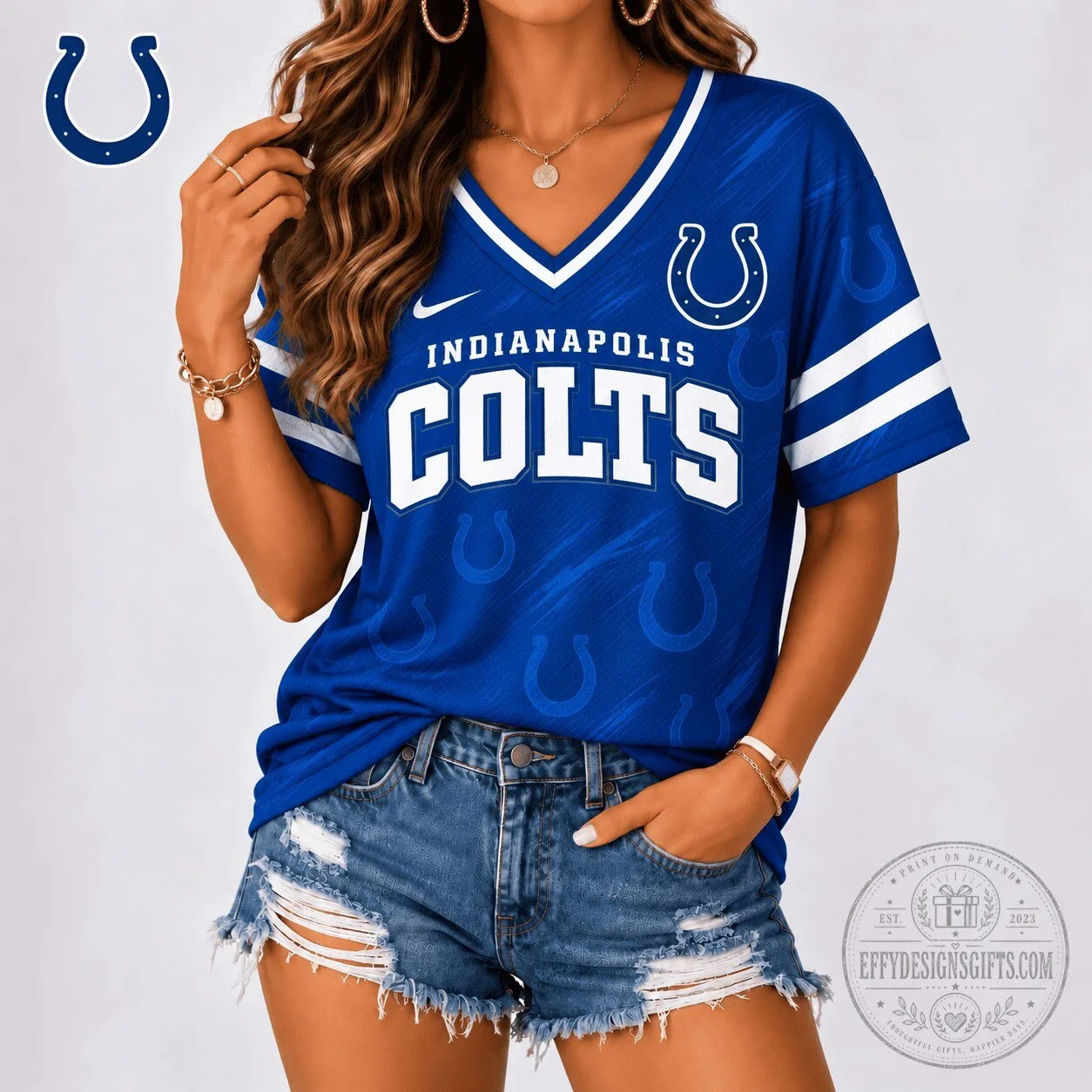Indianapolis Colts NFL Team Shirt, Women's V-Neck Football Fan Apparel