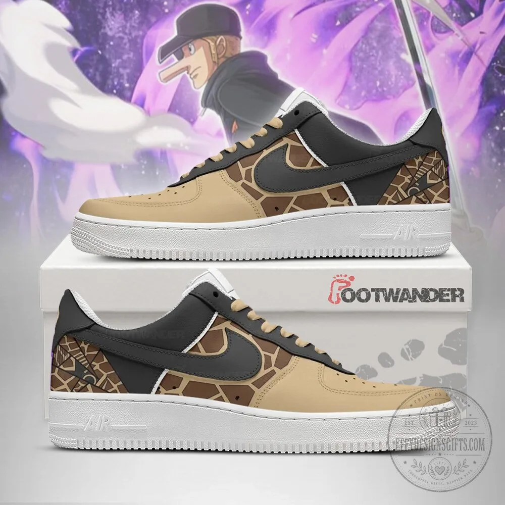 One Piece Kaku Anime Embossed Logo Brown and Black Sneakers