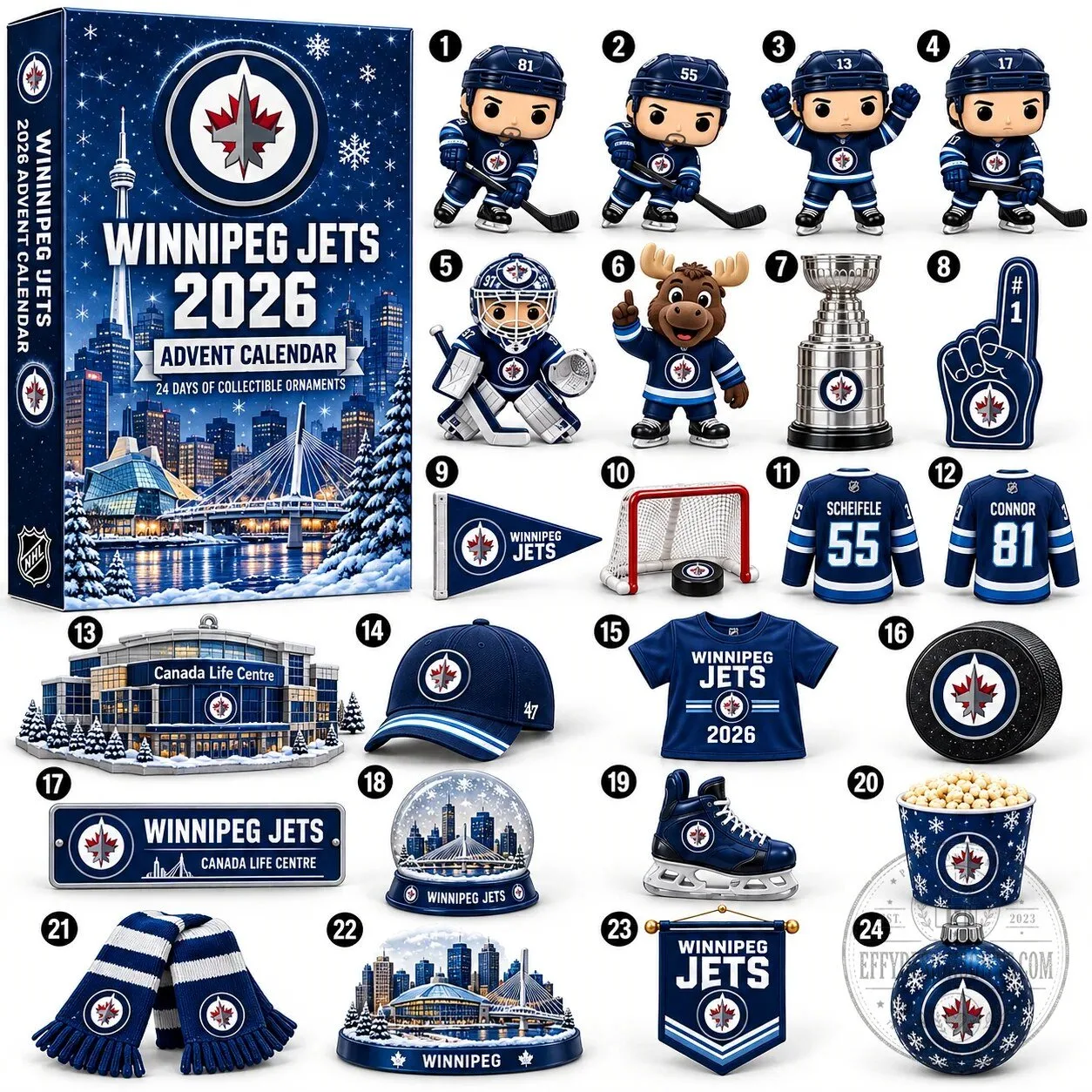 Winnipeg Jets 2026 Advent Calendar 24 Days of Collectible Ornaments