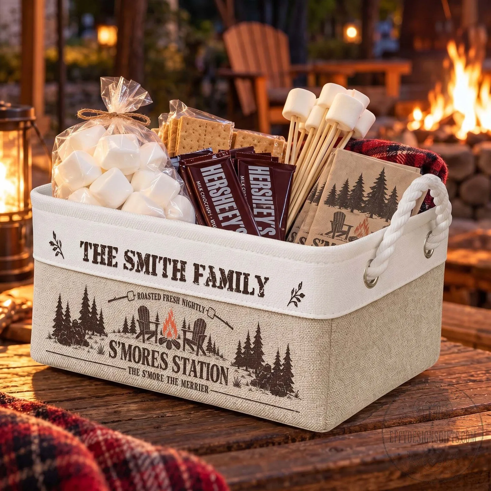 Personalized S'mores Station Family Campfire Storage Basket