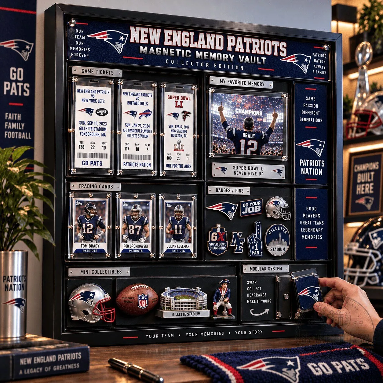 New England Patriots Magnetic Memory Vault Collector Edition Wall Art