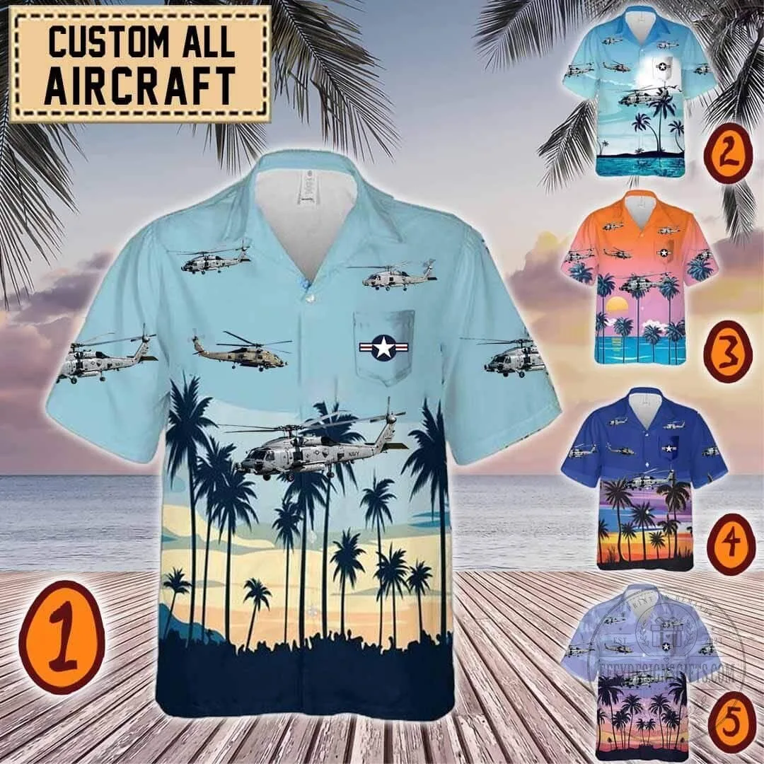 MH-60R Seahawk Helicopter US Navy Tropical Beach Hawaiian Shirt