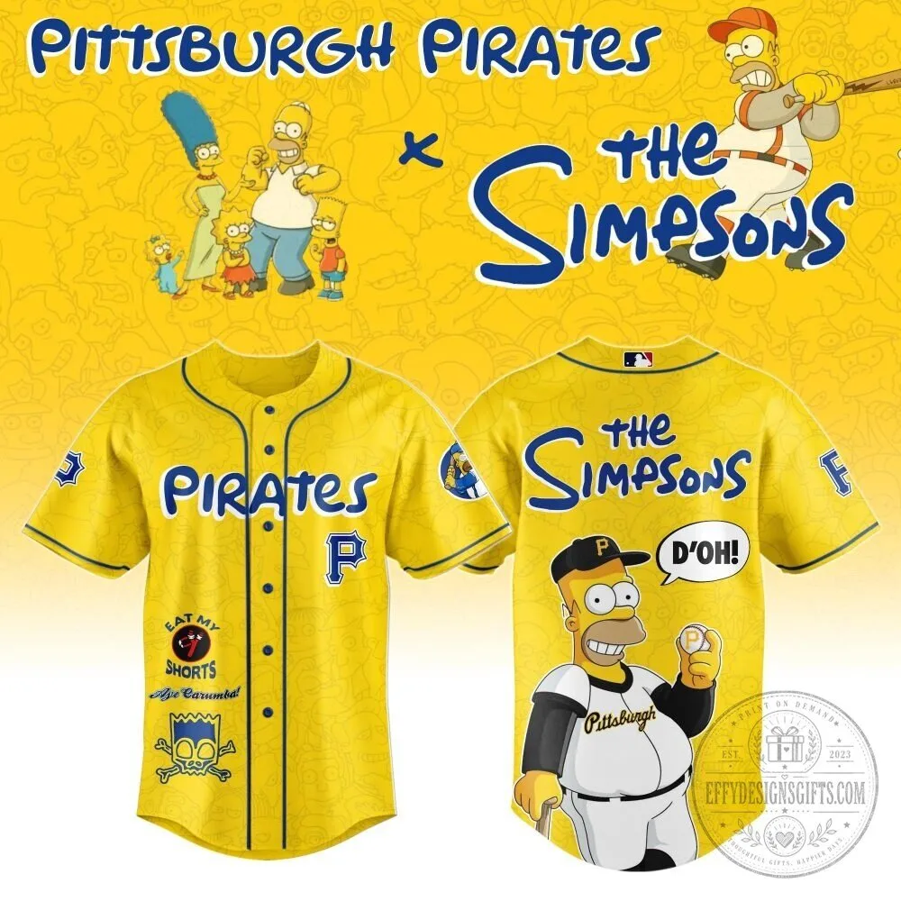 Homer Simpson Baseball Jersey by The Simpsons - Pittsburgh Pirates Edition
