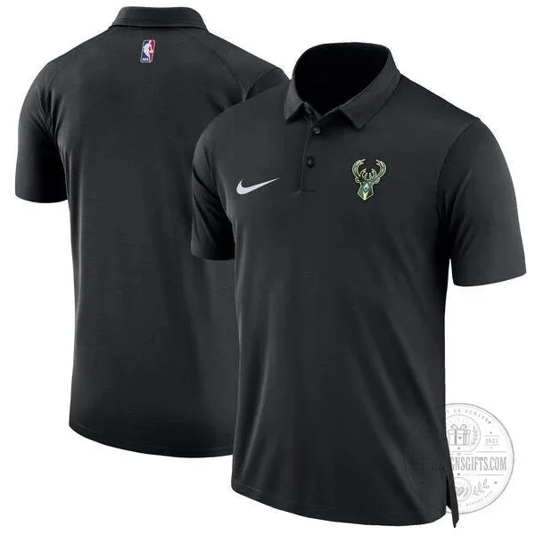 Milwaukee Bucks Nike Black Logo Performance Polo Shirt for Men