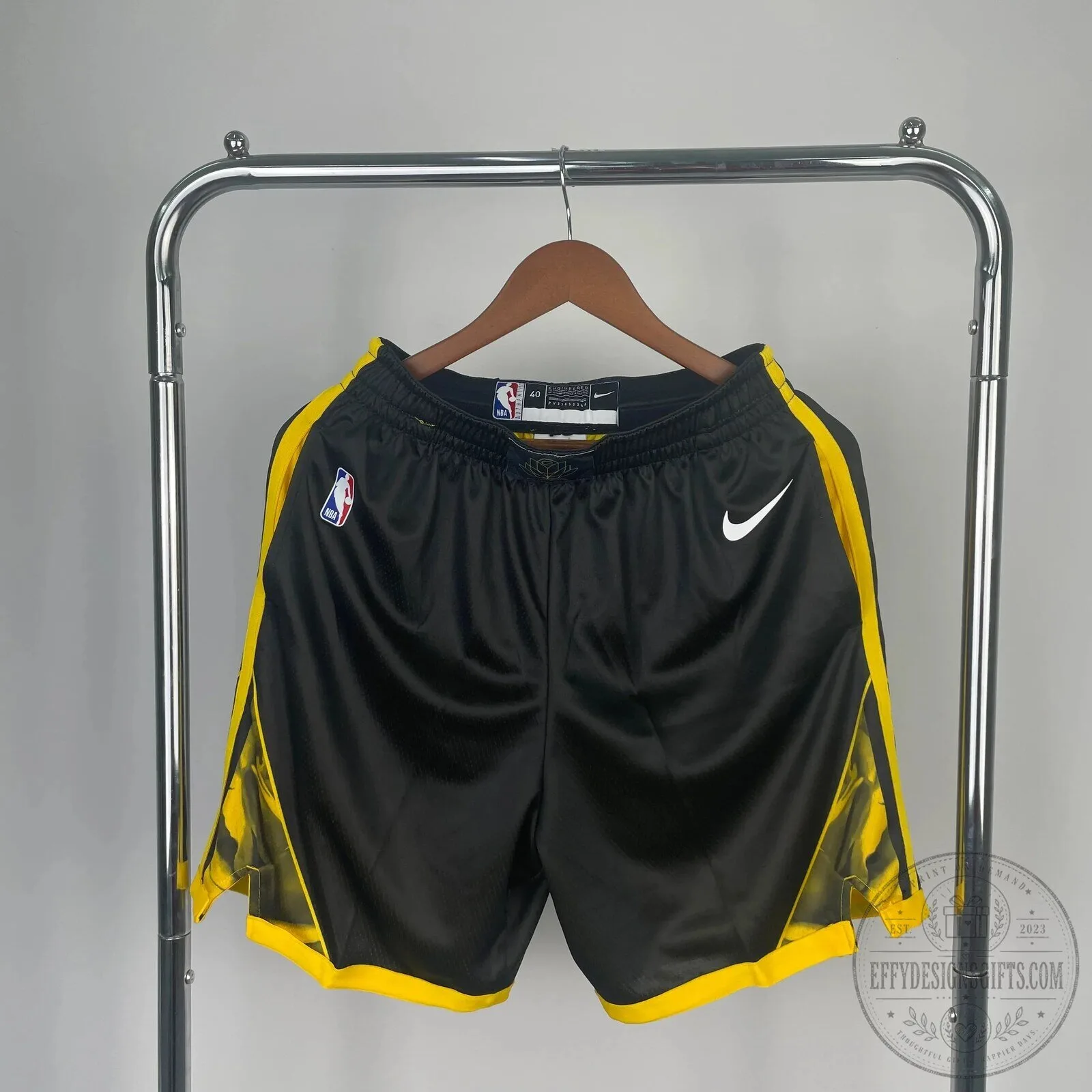 Golden State Warriors City Edition Black and Yellow Basketball Shorts