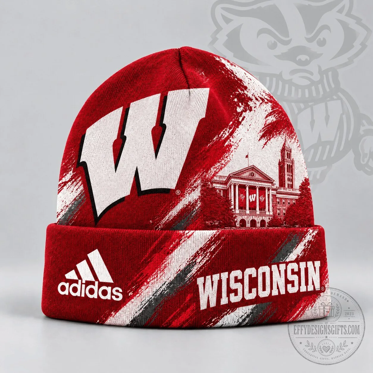 Wisconsin Badgers NCAA Varsity Brushstroke Knit Cuffed Beanie Hat