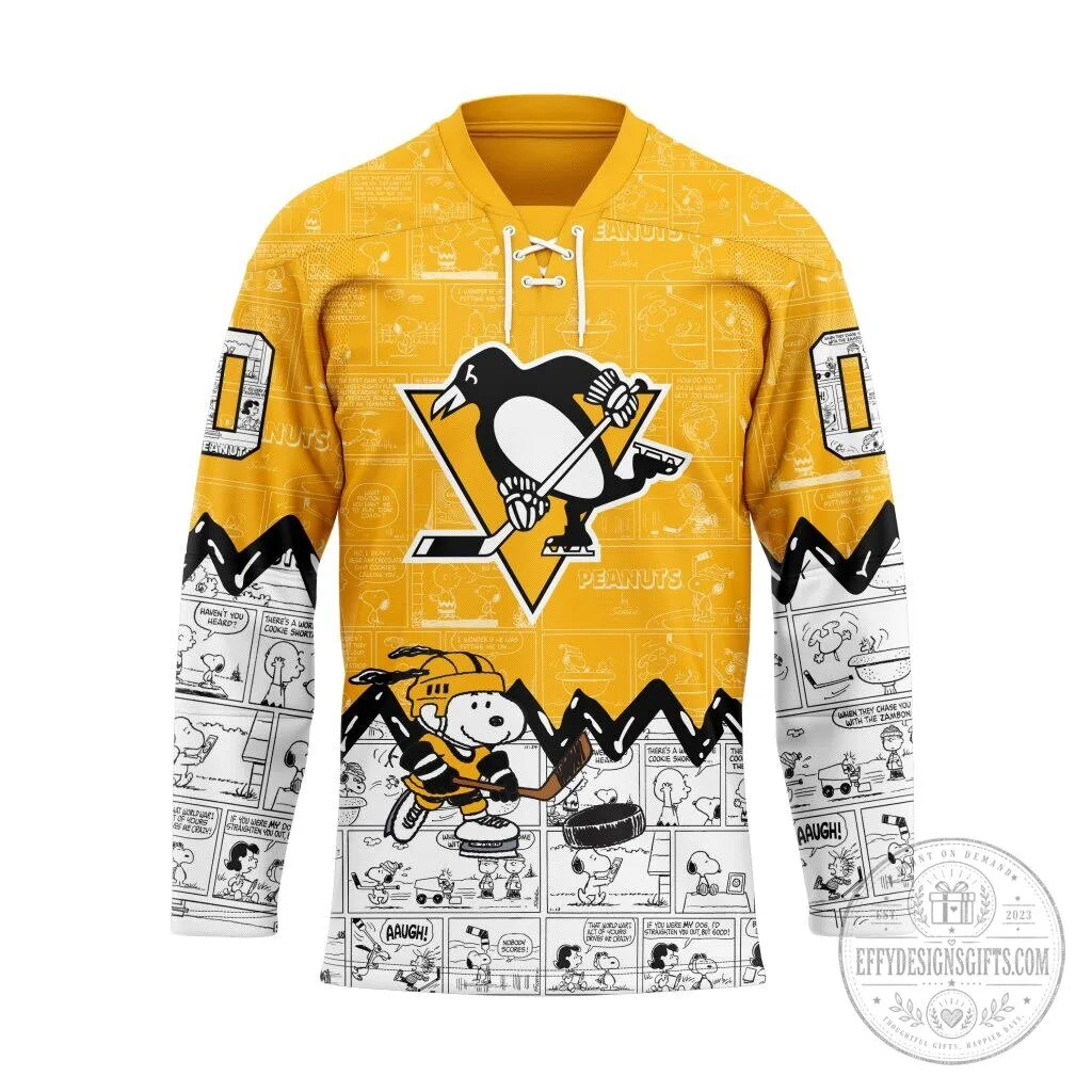 Pittsburgh Penguins Snoopy Peanuts Comic Strip Hockey Jersey