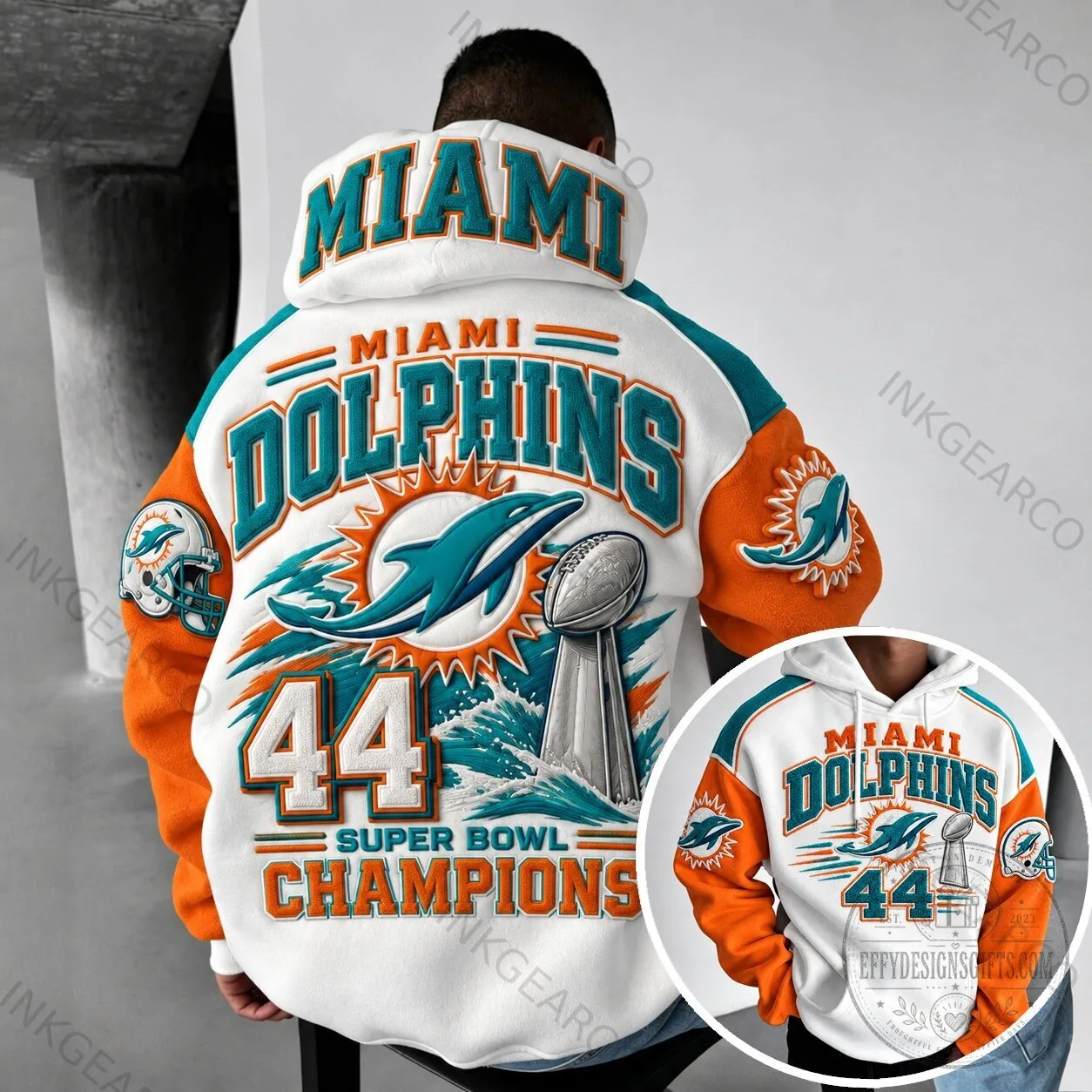 Miami Dolphins Super Bowl Champions Number 44 Football Hoodie