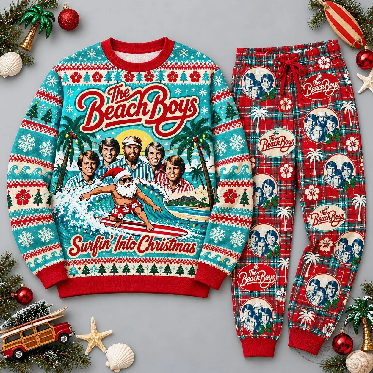 The Beach Boys Surfin' Into Christmas Holiday Ugly Sweater