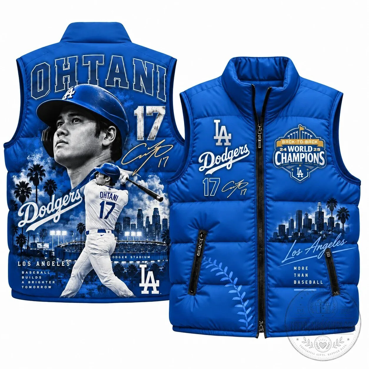 Puffer Vest with Shohei Ohtani Design for Los Angeles Dodgers Fans