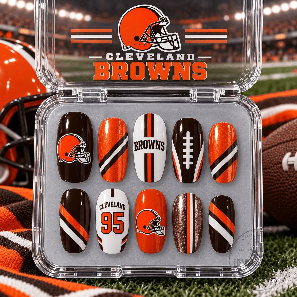 Cleveland Browns Football Team Fan Press-On Nails Set