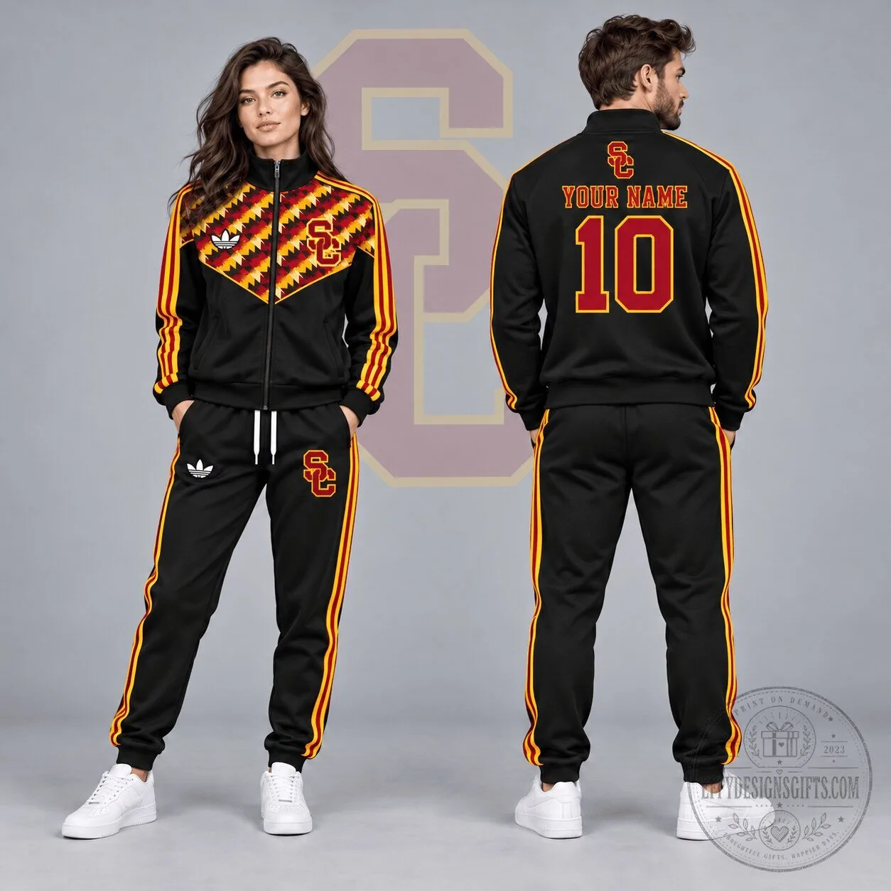 University of Southern California Trojans Personalized Black Tracksuit Jacket