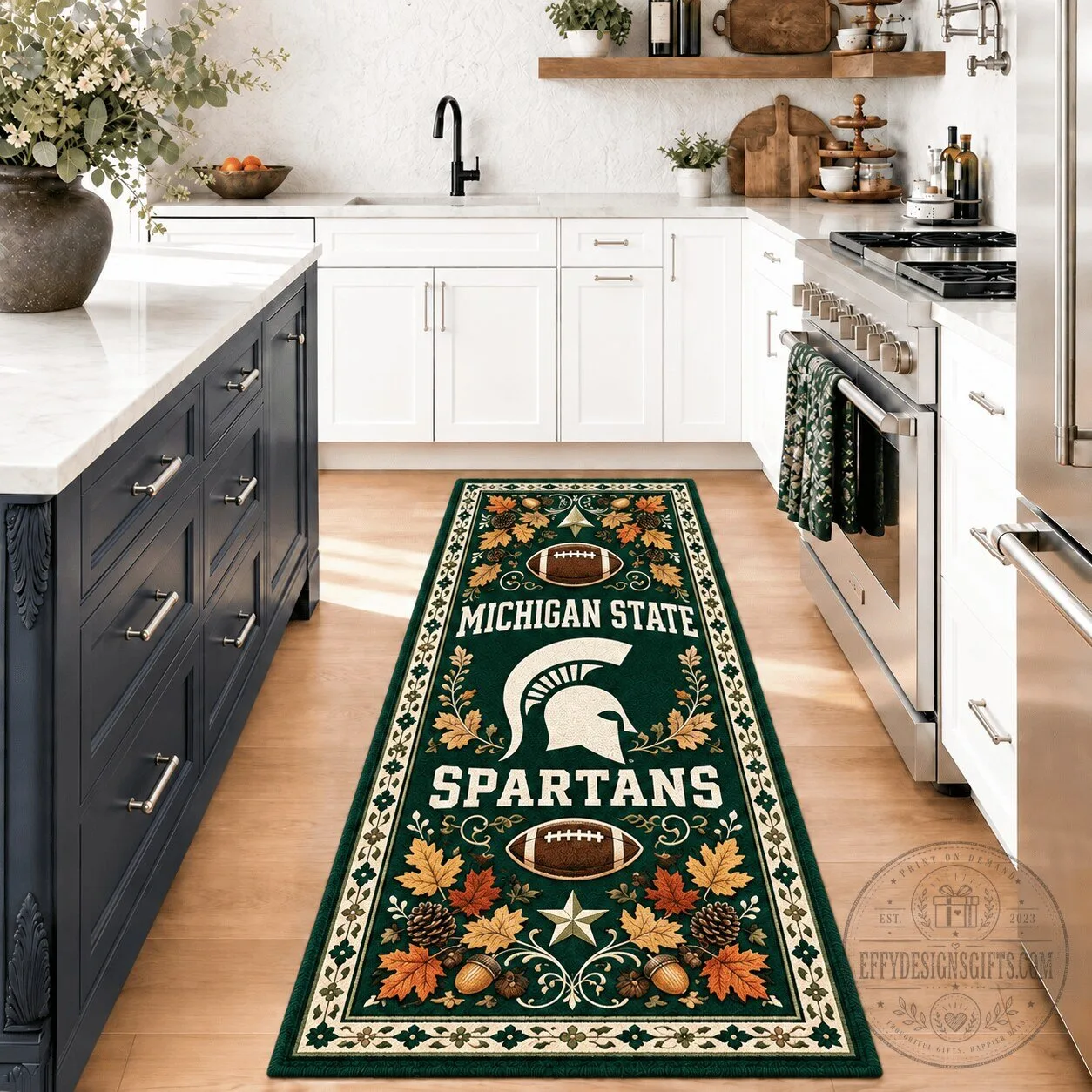 Michigan State Spartans Football Team Kitchen Runner Rug