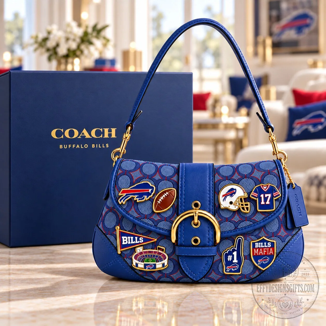 Buffalo Bills Coach Soho Bag With Charm NFL Football Team Handbag