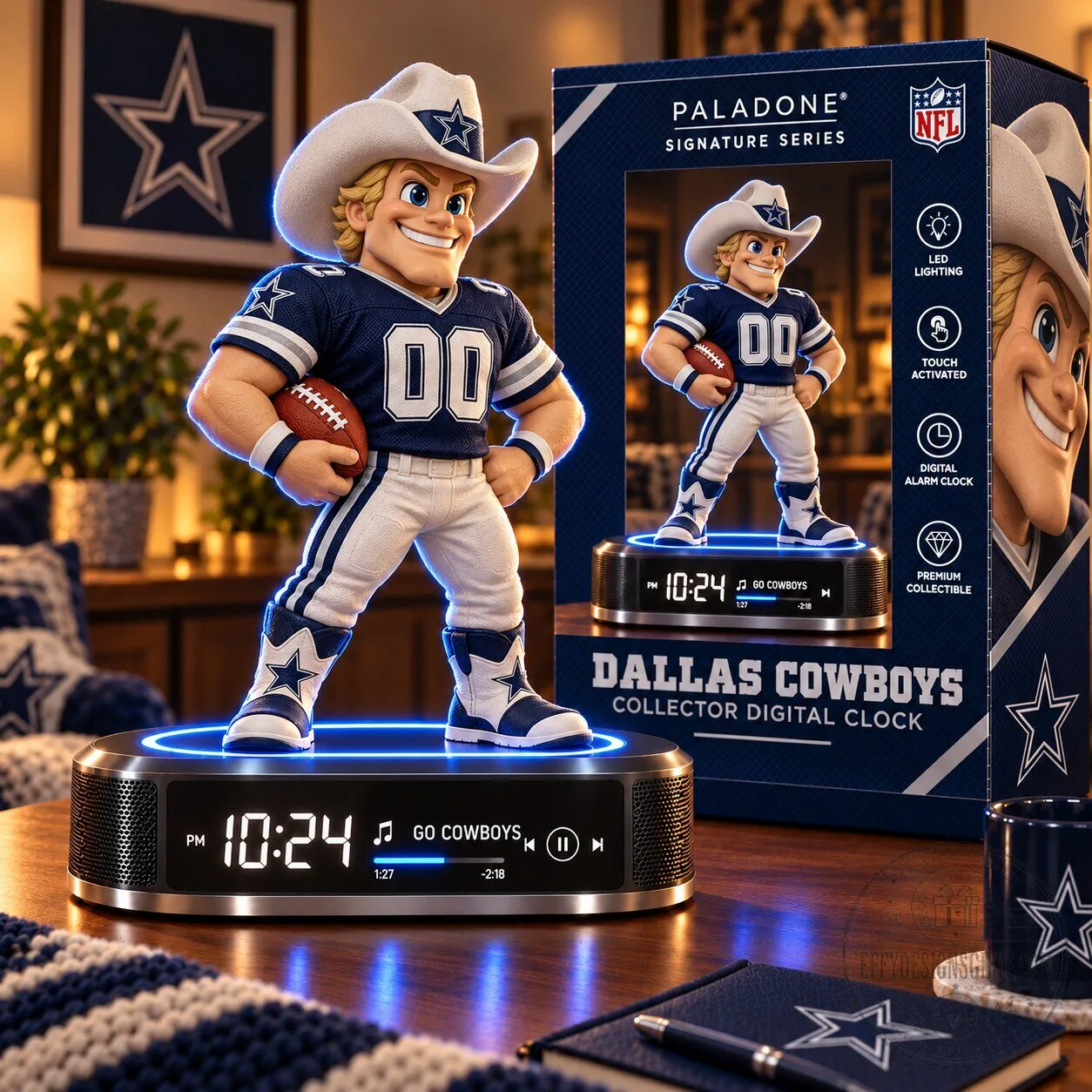Dallas Cowboys NFL Mascot Touch Activated Digital Alarm Clock 3 Dallas Cowboys NFL Mascot Touch Activated Digital Alarm Clock