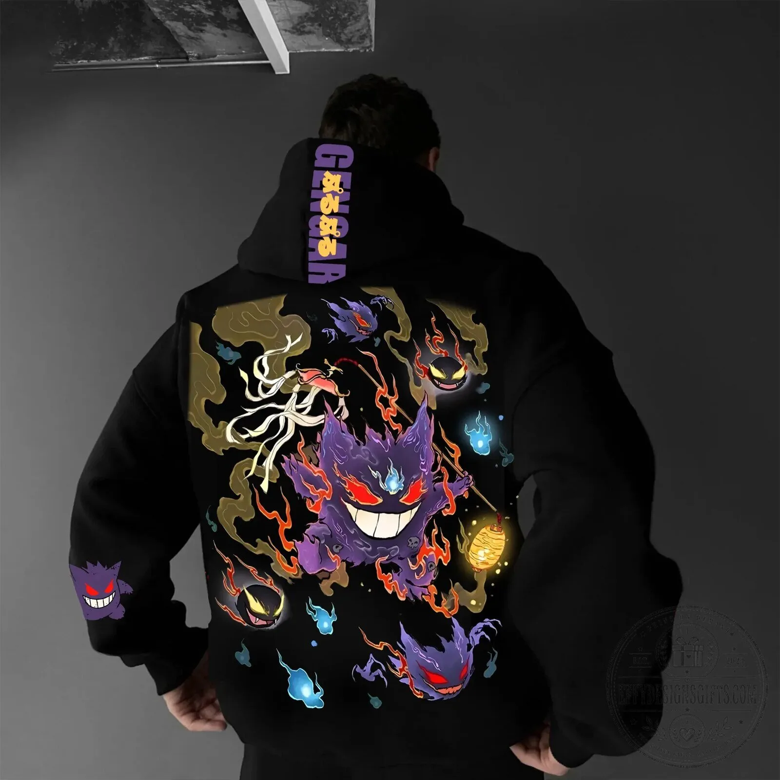 Pokemon Gengar Japanese Anime Graphic Black Streetwear Hoodie